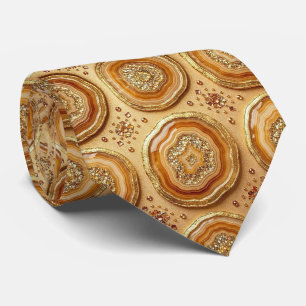 Luxus-Kunstseide Kamel + Gold-Geoden-Schlips Krawatte