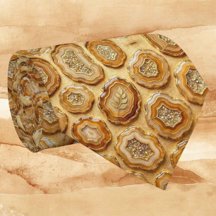 Luxus-Kunstseide Kamel + Gold-Geoden-Schlips Krawatte