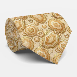 Luxus-Kunstseide Kamel + Gold-Geoden-Schlips Krawatte
