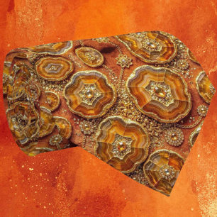 Luxus-Kunstseide Rost + Gold-Geoden-Schlips Krawatte