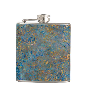 Luxus-Lapis Lazuli Blue und Gold-Marmor Flachmann