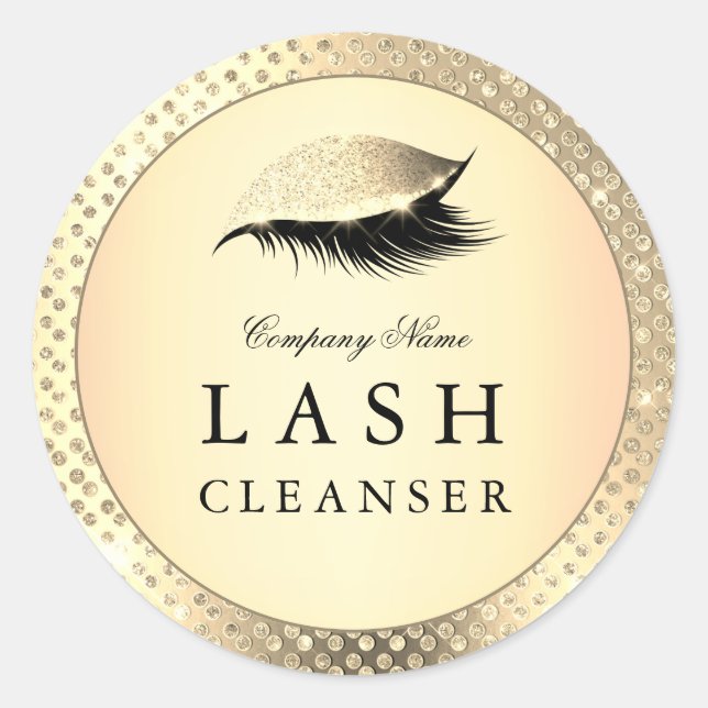 Luxus Lash Cleanser Gold Beauty Product Label Runder Aufkleber (Vorderseite)