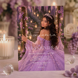 Luxus-Lavendel-Feen-Garten-Quinceañera-Einladung Einladung