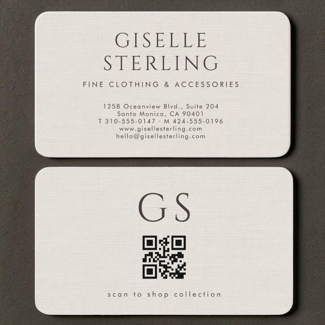 Luxus-Leinen-Boutique-Mode-QR-Code Visitenkarte (Von Creator hochgeladen)