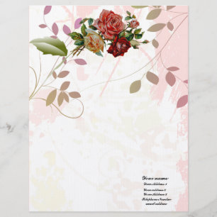 Luxus-Leinen Rose blüht florale Danksagungskarte a Briefbogen