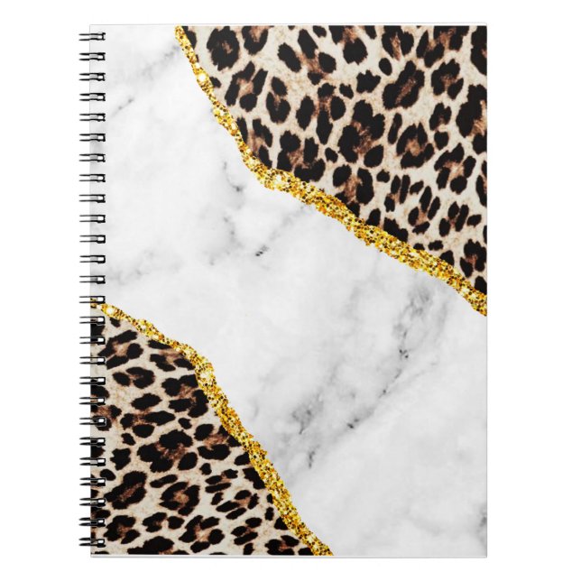 Luxus Leopard Interieur Marmor Stone Glitzer Beach Notizblock (Vorderseite)