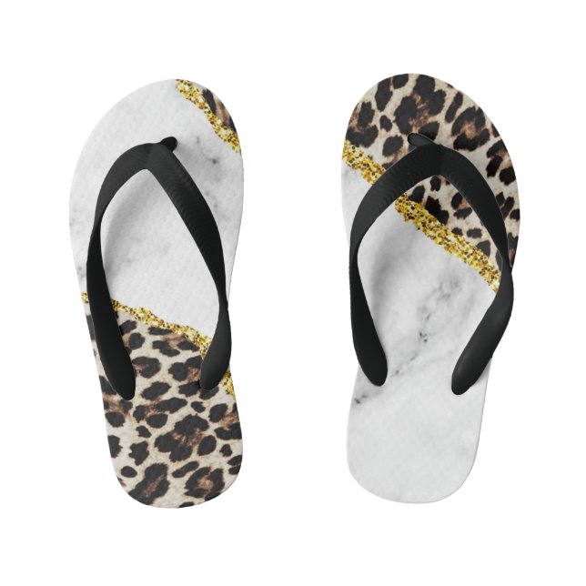 Luxus Leopard Interieur Marmor Stone Glitzer Hand Kinderbadesandalen (Fußbett)