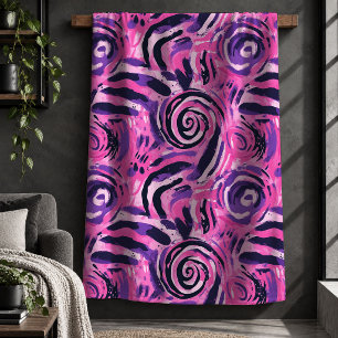 Luxus-Leopard-Tiger-Magenta-Hot-Pink-Decke Desi Sherpadecke