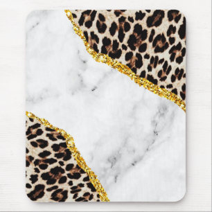 Luxus-Leoparden-Innenraum-Marmorstein-Glitter Mousepad