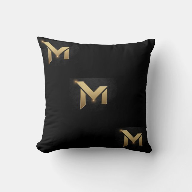 Luxus Letter Black Pillow Kissen (Vorderseite)