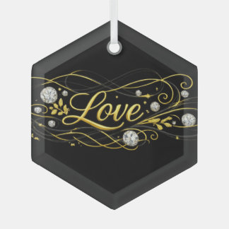 Luxus-Liebe-Gold-Schrift-Ornament Ornament Aus Glas