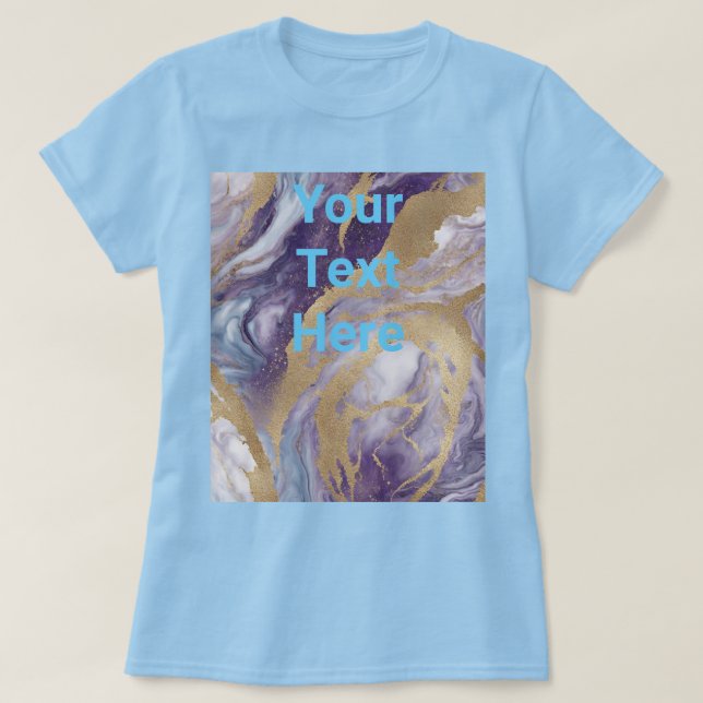 Luxus Light Blue Lila Gold Custom Text T - Shirt (Design vorne)