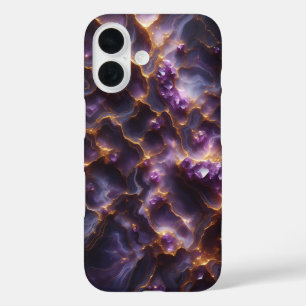 Luxus-Lila-Amethyst-Kristall-Handytasche - Royal iPhone 16 Hülle