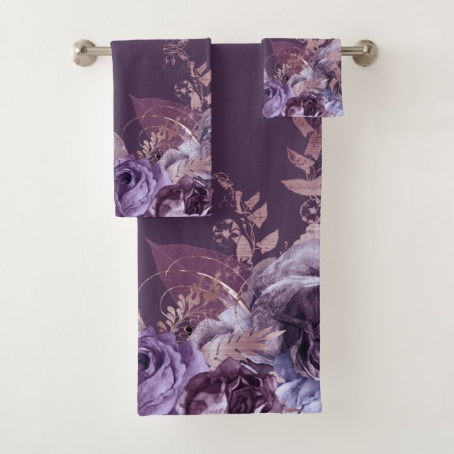 LUXUS LILA BOTANISCHES BADEZIMMER TOWEL SET (Insitu)