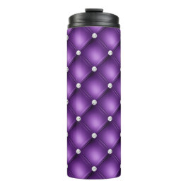 Luxus Lila Diamond Tufted Muster Thermosbecher