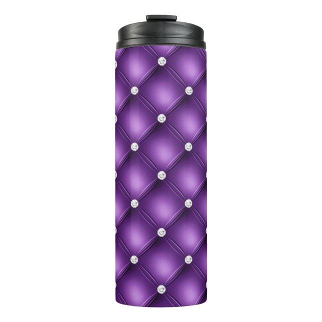 Luxus Lila Diamond Tufted Muster Thermosbecher (Vorderseite)