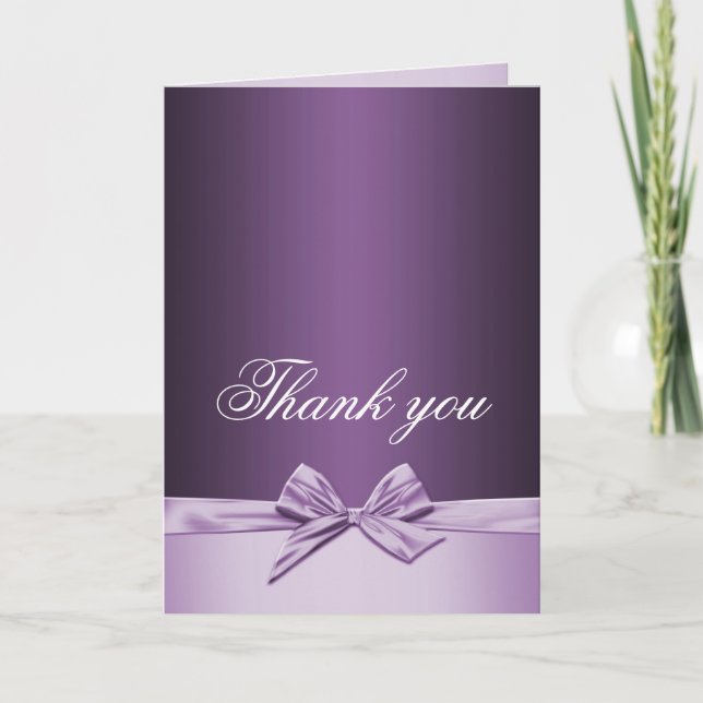 Luxus Lila Elegant Ribbon Danke Karte (Vorderseite)
