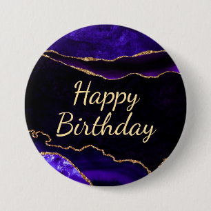 Luxus Lila Gold Glitter Achat Alles Gute zum Gebur Button