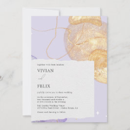 Luxus Lila & Golden Abstrakt Wedding Einladung