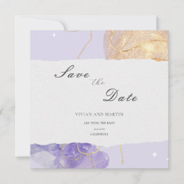 Luxus Lila & Golden Save the Date Abstrakt Einladung