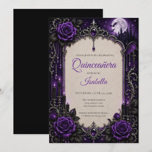 Luxus-Lila-Rhinstones-Prinzessin-Quinceañera Einladung