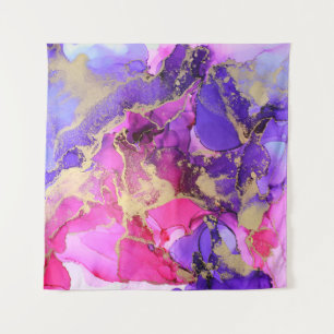 Luxus-Lila-Rosa-Gold-Tintenfluss. Flüssige Schicht Wandteppich