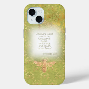 Luxus-Limettengrüner Goldbienen-Kranz-Gitter-Schri Case-Mate iPhone Hülle