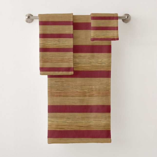 Luxus Linen Moderne Burgundy Gold Collection Badhandtuch Set (Insitu)