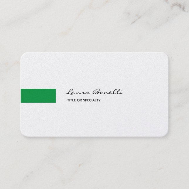 Luxus Linen Schwarz-weiß Green Beruflich Moderne Visitenkarte (Vorderseite)