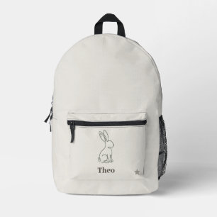 Luxus-Linienkunst-Hase Kinder personalisierter Nam Bedruckter Rucksack