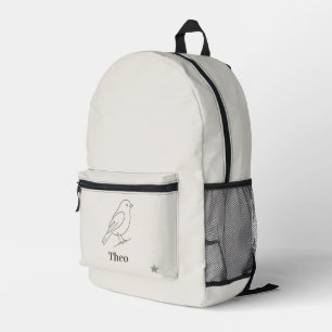 Luxus-Linienkunst-Vogel-Kinder personalisierter Na Bedruckter Rucksack