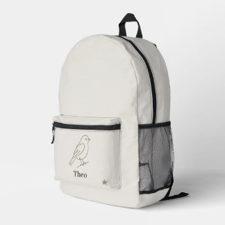Luxus-Linienkunst-Vogel-Kinder personalisierter Na Bedruckter Rucksack