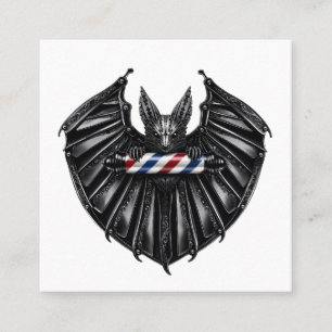 Luxus-Logo eines schwarzen Fledermaus-Friseursalon Quadratische Visitenkarte