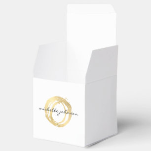 Luxus-Logo im Designer-Kreis mit falscher Goldfarb Geschenkschachtel