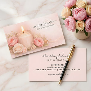 Luxus-Logo Kerze weiche rosa Rose Visitenkarte