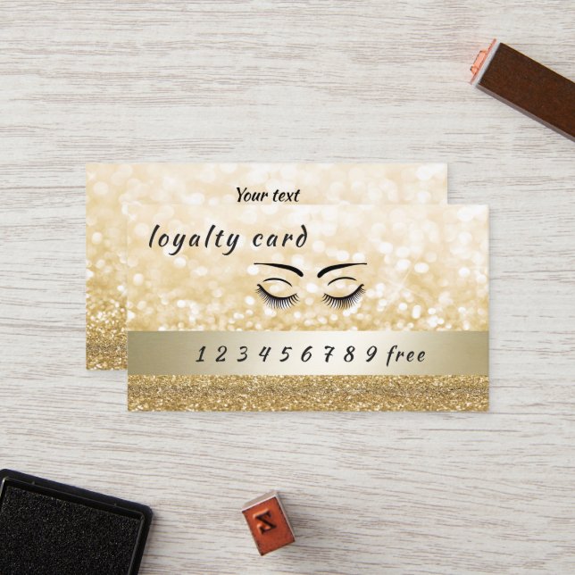 Luxus-Loyalität-Karte glitzern Wimpern & Augenbrau Treuekarte (Vorderseite/Rückseite Beispiel)