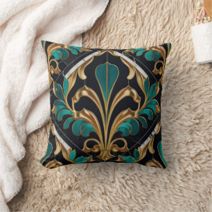 Luxus Malachite Art Deco Floral Marmoriertes Muste Kissen