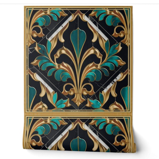 Luxus Malachite Stone Art Deco Tapete (Abrollen)