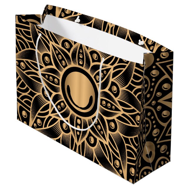Luxus Mandala 12 Große Geschenktüte (Rückseite Schrägansicht)