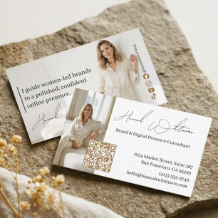Luxus-Marketing-Berater Eleganter QR-Code-Foto Visitenkarte