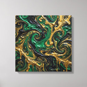 Luxus-Marmor-Abstraktmalerei - Smaragd-Gold Leinwanddruck