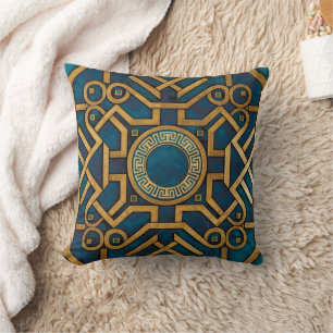 Luxus-Marmor Art Deco königsblau Gold griechischer Kissen
