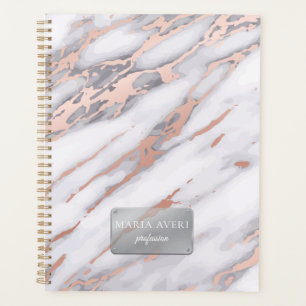 Luxus-Marmorgeschäft Rose Gold Metallic Business Planer