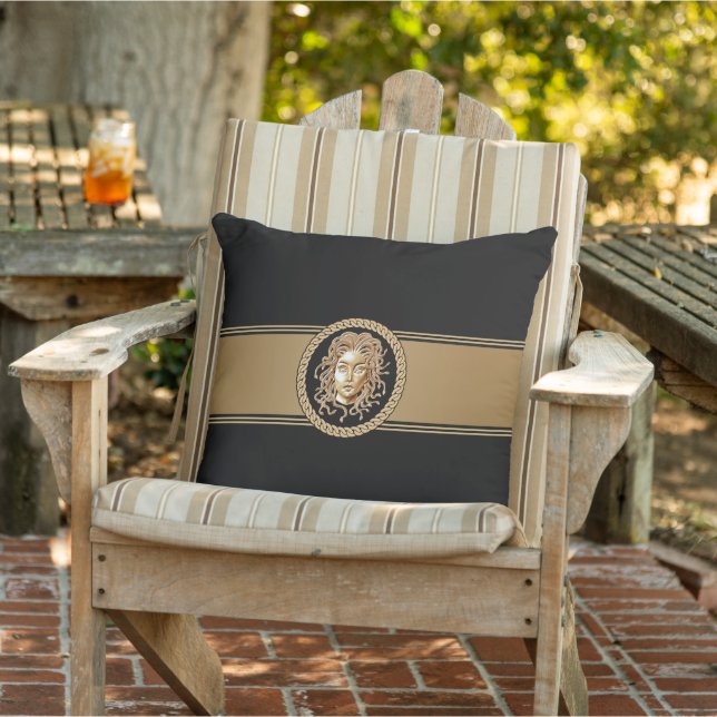 Luxus Medusa Black & Gold Kissen (Stuhl )