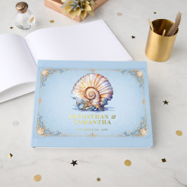 Luxus-Meeresmuschel-Echgoldfolie-Strandhochzeit Gästebuch