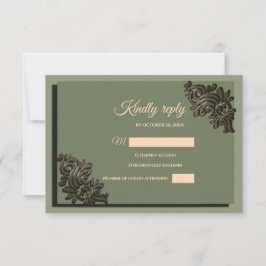 Luxus Metallic Sage green & Imitats Gold Classic RSVP Karte