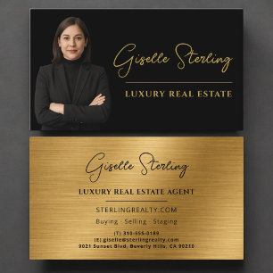 Luxus-Metallimmobilien in Schwarz-Gold-Schrift Visitenkarte