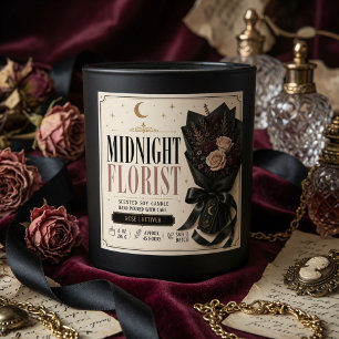 Luxus-Midnight-Florist-Kerzenlabel Elegant Quadratischer Aufkleber