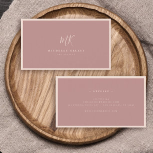 Luxus Minimal Monogram Blush Rose Stilvoll Visitenkarte