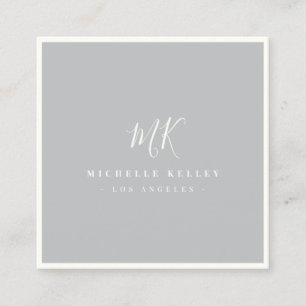 Luxus Minimal Monogram Gray Ivory Klassischer Chic Quadratische Visitenkarte